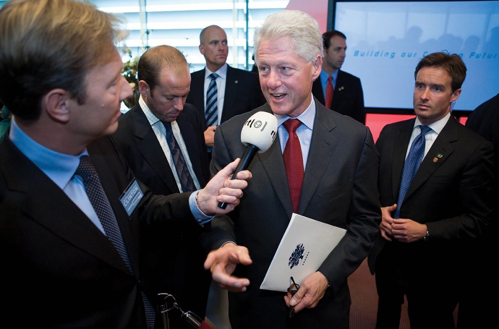 Rick Nieman, a Roosevelt alum and well-known journalist in Holland, interviewed President Bill Clinton when he visited Rotterdam in 2007 to talk about the Clinton Global Initiative.