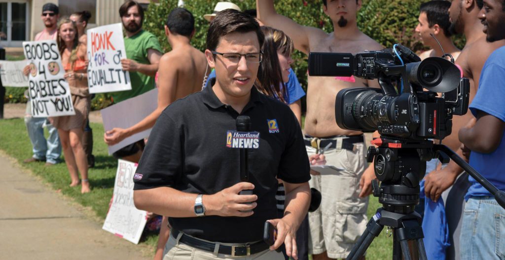 I have my Roosevelt journalism professors to thank for preparing me well for this experience,” says Giacomo Luca (above), an award-winning journalist who is currently reporting for CBS/Fox affiliate KFVS-TV in Cape Girardeau, Mo.