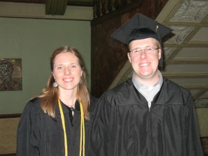 Jessie Crow Mermel and Jeff Wasil at RU's graduation ceremony, 15 Dec 2012 (photo: M. Bryson)