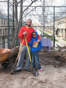 Troy and his son, working together on our 24 April 2013 workday