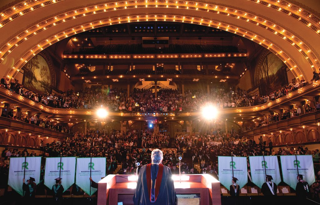 The Auditorium Theatre during a Roosevelt University Commencement.