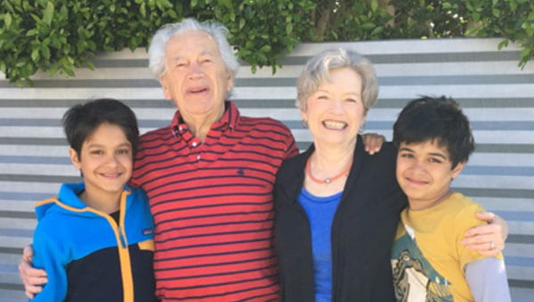Ted Gross, wife Jody, and grandchildren